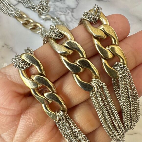 Premier Designs silver/gold tone chain link necklace - Picture 7 of 9